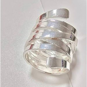 Vintage Punk Ring !! Silver Wrap Solid Metal. SZ- 6 New!